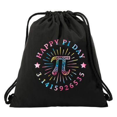 Pi Math Teacher Funny Gift Happy Pi Day With Tie Dye Style Cool Gift Drawstring Bag