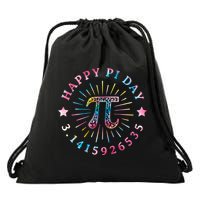 Pi Math Teacher Funny Gift Happy Pi Day With Tie Dye Style Cool Gift Drawstring Bag