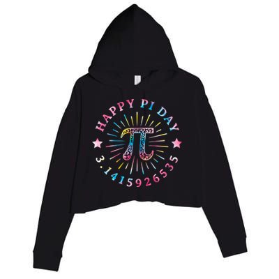 Pi Math Teacher Funny Gift Happy Pi Day With Tie Dye Style Cool Gift Crop Fleece Hoodie