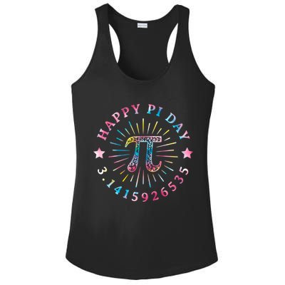 Pi Math Teacher Funny Gift Happy Pi Day With Tie Dye Style Cool Gift Ladies PosiCharge Competitor Racerback Tank