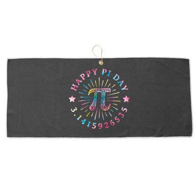 Pi Math Teacher Funny Gift Happy Pi Day With Tie Dye Style Cool Gift Large Microfiber Waffle Golf Towel