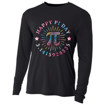 Pi Math Teacher Funny Gift Happy Pi Day With Tie Dye Style Cool Gift Cooling Performance Long Sleeve Crew