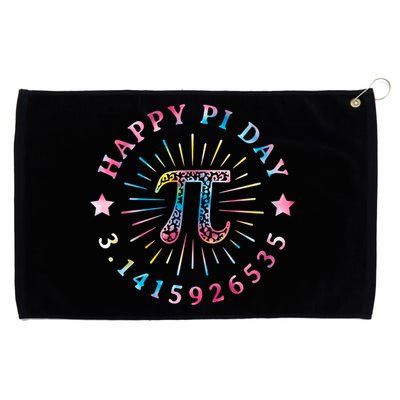 Pi Math Teacher Funny Gift Happy Pi Day With Tie Dye Style Cool Gift Grommeted Golf Towel