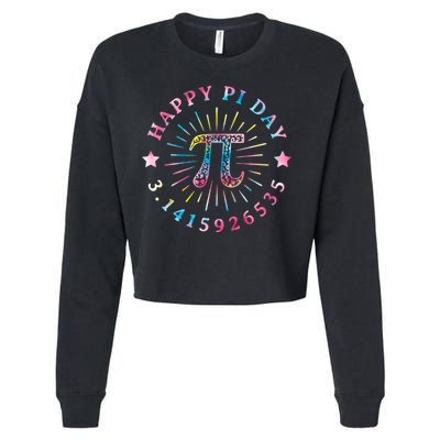 Pi Math Teacher Funny Gift Happy Pi Day With Tie Dye Style Cool Gift Cropped Pullover Crew