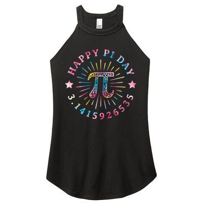 Pi Math Teacher Funny Gift Happy Pi Day With Tie Dye Style Cool Gift Women's Perfect Tri Rocker Tank