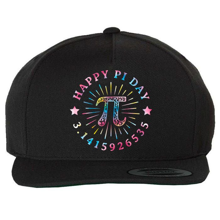 Pi Math Teacher Funny Gift Happy Pi Day With Tie Dye Style Cool Gift Wool Snapback Cap