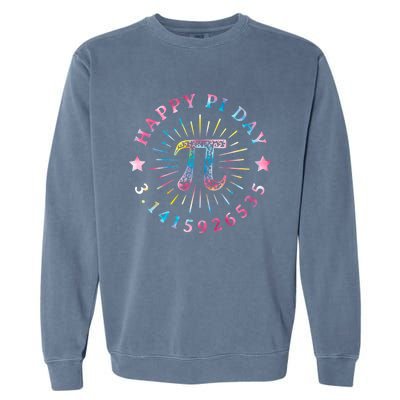 Pi Math Teacher Funny Gift Happy Pi Day With Tie Dye Style Cool Gift Garment-Dyed Sweatshirt