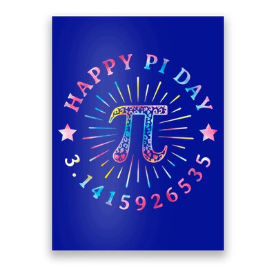 Pi Math Teacher Funny Gift Happy Pi Day With Tie Dye Style Cool Gift Poster