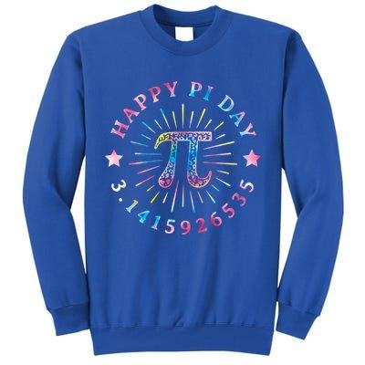 Pi Math Teacher Funny Gift Happy Pi Day With Tie Dye Style Cool Gift Tall Sweatshirt