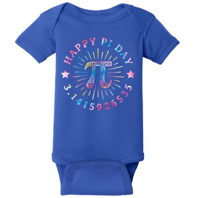Pi Math Teacher Funny Gift Happy Pi Day With Tie Dye Style Cool Gift Baby Bodysuit