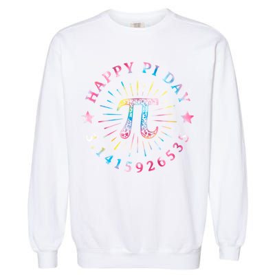 Pi Math Teacher Funny Gift Happy Pi Day With Tie Dye Style Cool Gift Garment-Dyed Sweatshirt
