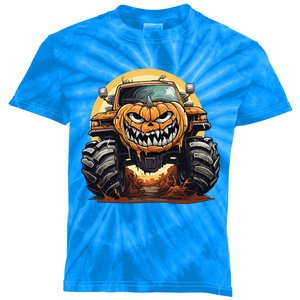 Pumpkin Monster Truck Halloween And Adults Cool Gift Kids Tie-Dye T-Shirt