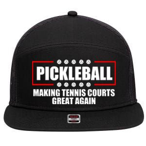 Pickleball Making Tennis Courts Great Again 7 Panel Mesh Trucker Snapback Hat