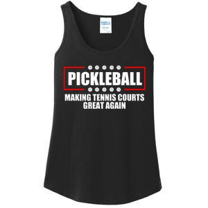 Pickleball Making Tennis Courts Great Again Ladies Essential Tank