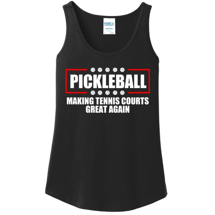 Pickleball Making Tennis Courts Great Again Ladies Essential Tank