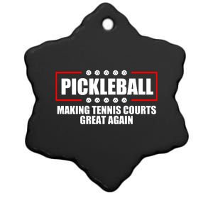 Pickleball Making Tennis Courts Great Again Ceramic Star Ornament