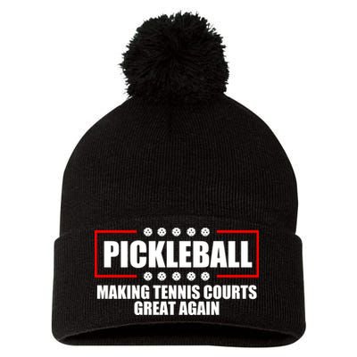 Pickleball Making Tennis Courts Great Again Pom Pom 12in Knit Beanie