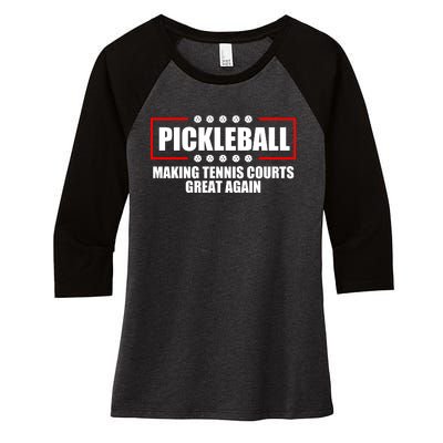 Pickleball Making Tennis Courts Great Again Women's Tri-Blend 3/4-Sleeve Raglan Shirt