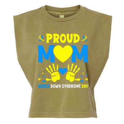 Proud mom t21 world down syndrome awareness day ribbon Garment-Dyed Women's Muscle Tee