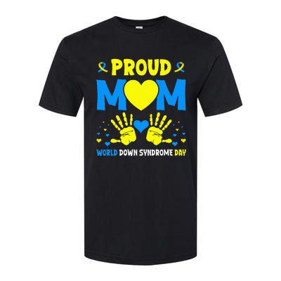 Proud mom t21 world down syndrome awareness day ribbon Softstyle® CVC T-Shirt