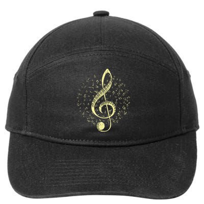 Piano Music Treble Clef Pianist Gift Piano 7-Panel Snapback Hat