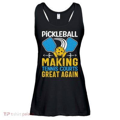 Pickleball Making Tennis Courts Great Again Funny Ladies Essential Flowy Tank