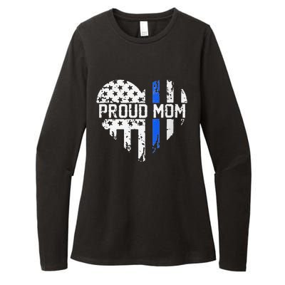 Proud Mom Thin Blue Line Police Support Cop Mom Womens CVC Long Sleeve Shirt