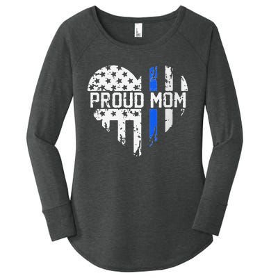 Proud Mom Thin Blue Line Police Support Cop Mom Women's Perfect Tri Tunic Long Sleeve Shirt