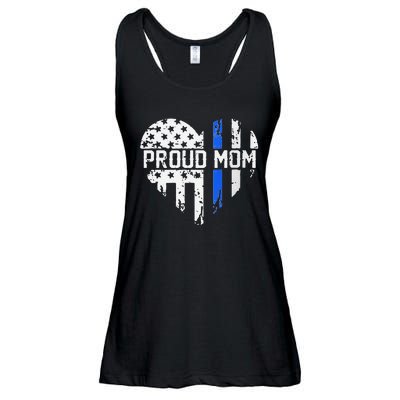 Proud Mom Thin Blue Line Police Support Cop Mom Ladies Essential Flowy Tank