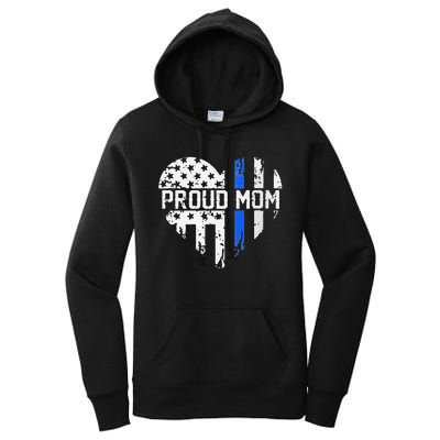 Proud Mom Thin Blue Line Police Support Cop Mom Women's Pullover Hoodie