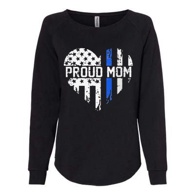 Proud Mom Thin Blue Line Police Support Cop Mom Womens California Wash Sweatshirt