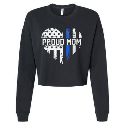 Proud Mom Thin Blue Line Police Support Cop Mom Cropped Pullover Crew