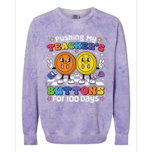 Pushing My TeacherS Buttons For 100 Days 100 Days Of School Colorblast Crewneck Sweatshirt