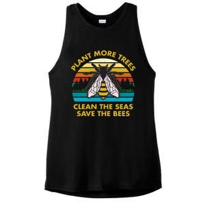 Plant More Trees Clean The Seas Save The Bees Earth Day Gift Ladies PosiCharge Tri-Blend Wicking Tank