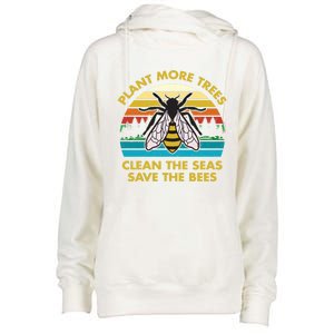 Plant More Trees Clean The Seas Save The Bees Earth Day Gift Womens Funnel Neck Pullover Hood