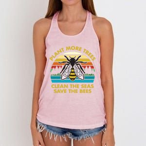 Plant More Trees Clean The Seas Save The Bees Earth Day Gift Women's Knotted Racerback Tank