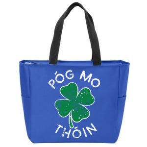 Pog Mo Thoin Lucky Clover St Patricks Day Distress Gift Zip Tote Bag