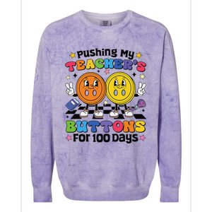 Pushing My TeacherS Buttons For 100 Days 100 Days Of School Colorblast Crewneck Sweatshirt