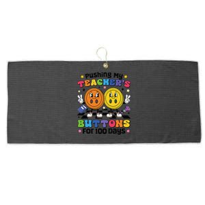 Pushing My TeacherS Buttons For 100 Days 100 Days Of School Large Microfiber Waffle Golf Towel