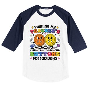 Pushing My TeacherS Buttons For 100 Days 100 Days Of School Baseball Sleeve Shirt