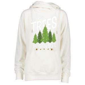 Plant More Trees Save The Bees Gift Womens Funnel Neck Pullover Hood