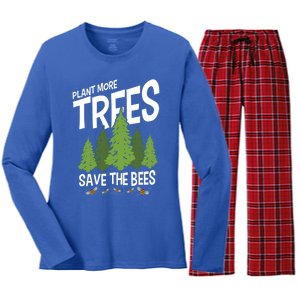 Plant More Trees Save The Bees Gift Women's Long Sleeve Flannel Pajama Set 