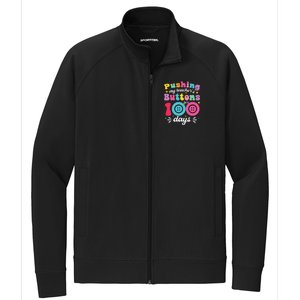 Pushing My TeacherS Buttons For 100 Days 100 Days Of School Stretch Full-Zip Cadet Jacket