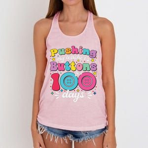 Pushing My TeacherS Buttons For 100 Days 100 Days Of School Women's Knotted Racerback Tank