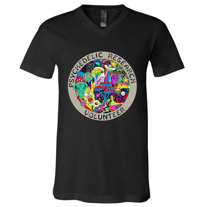 Psychedelic Mushroom Trip Psychedelic Research Gift V-Neck T-Shirt