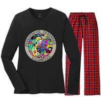 Psychedelic Mushroom Trip Psychedelic Research Gift Women's Long Sleeve Flannel Pajama Set 