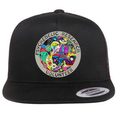 Psychedelic Mushroom Trip Psychedelic Research Gift Flat Bill Trucker Hat