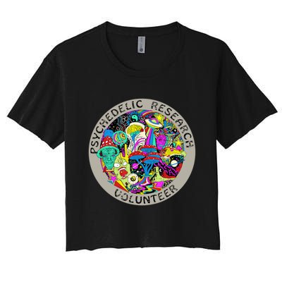 Psychedelic Mushroom Trip Psychedelic Research Gift Women's Crop Top Tee