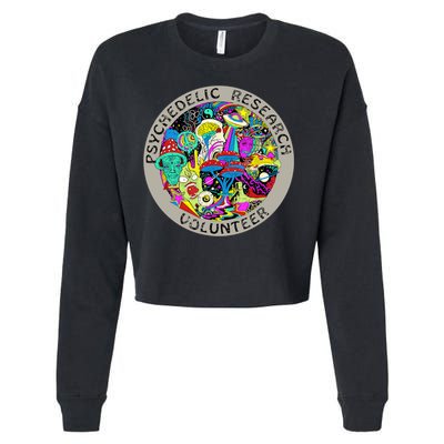 Psychedelic Mushroom Trip Psychedelic Research Gift Cropped Pullover Crew