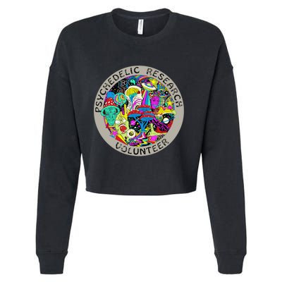 Psychedelic Mushroom Trip Psychedelic Research Gift Cropped Pullover Crew